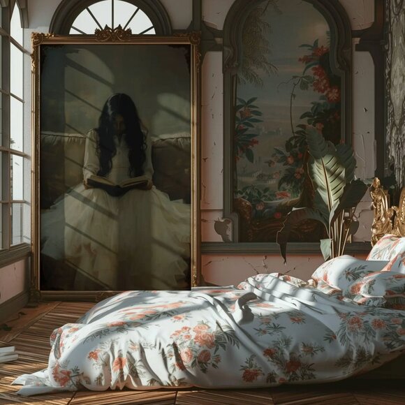 Original Dark Literary Art Print + Digital Copy, Vintage White Dress - Picture 9 of 10